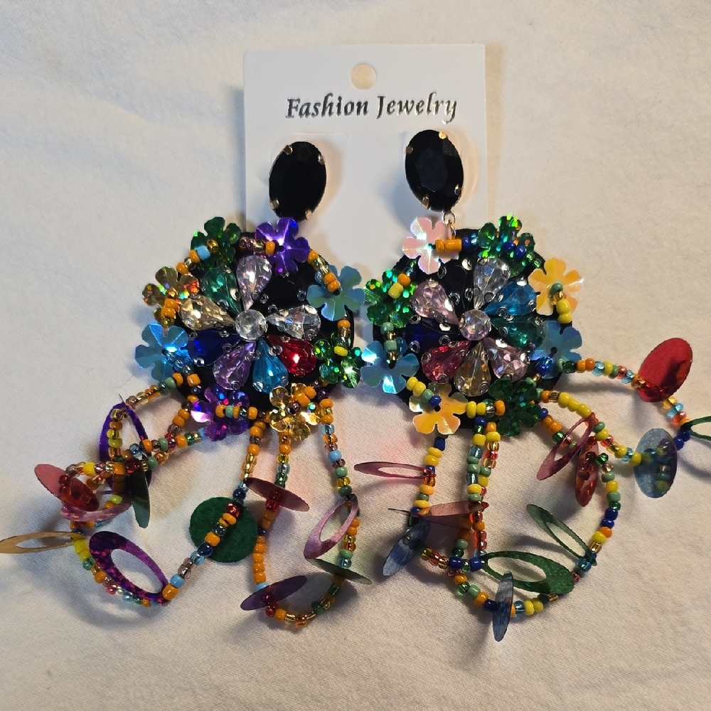 Multicolor Statement Earrings Marti Gra